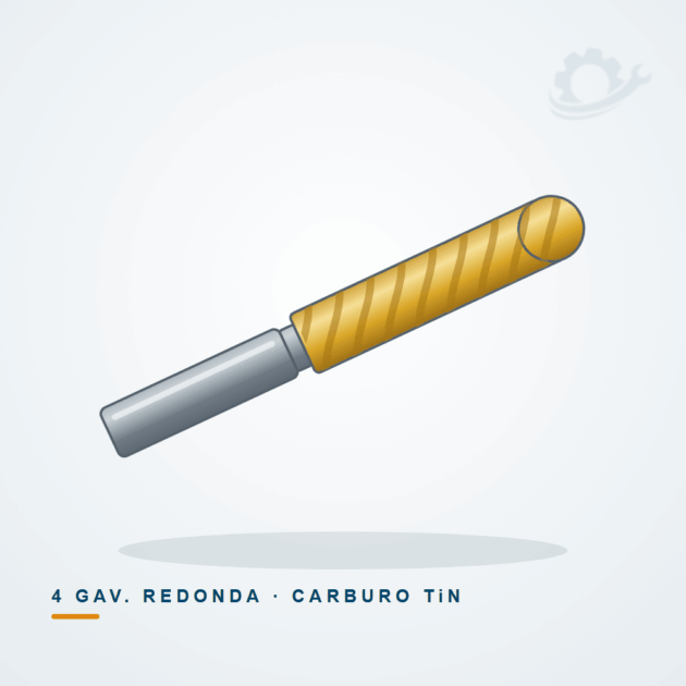 Imagen ilustrativa: cortadores verticales 4 gavilanes punta redonda de carburo de tungsteno con nitruro de titanio
